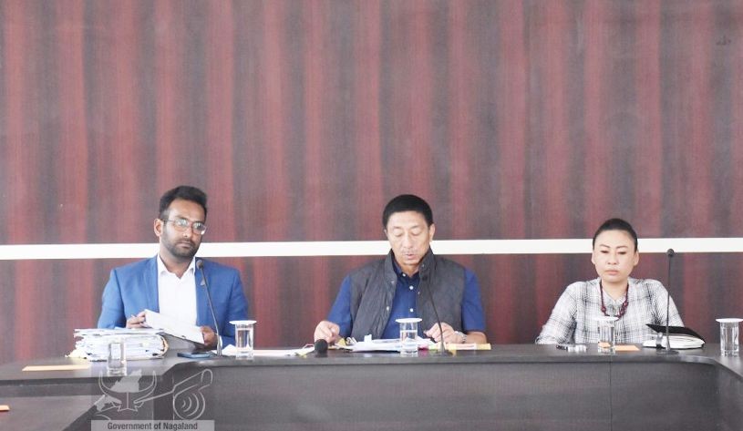 MP Lok Sabha, Tokheho Yepthomi addressing the District Development Coordination and Monitoring (DISHA) meeting at DPDB Hall, Kohima on September 1. (DIPR Photo)